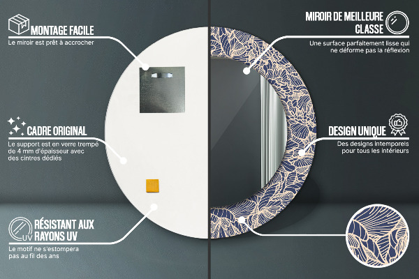 Kvety Okrúhle dekoračné zrkadlo