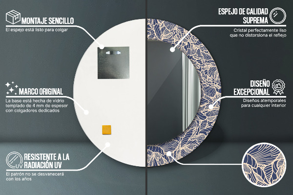 Kvety Okrúhle dekoračné zrkadlo