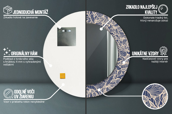 Kvety Okrúhle dekoračné zrkadlo