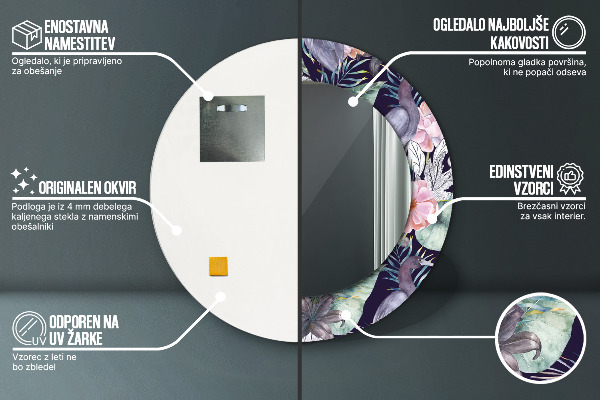 Vtáky Okrúhle dekoračné zrkadlo na stenu