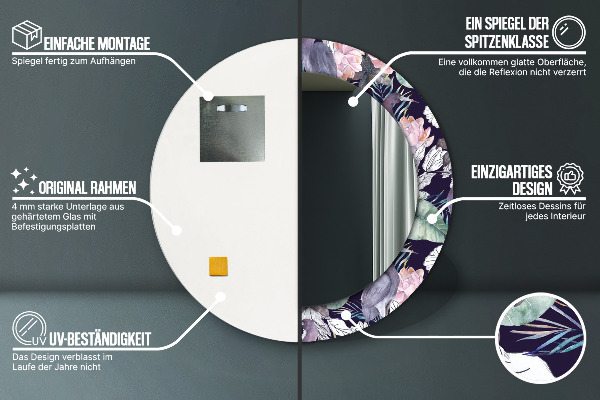 Vtáky Okrúhle dekoračné zrkadlo na stenu