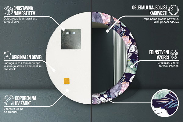 Vtáky Okrúhle dekoračné zrkadlo na stenu