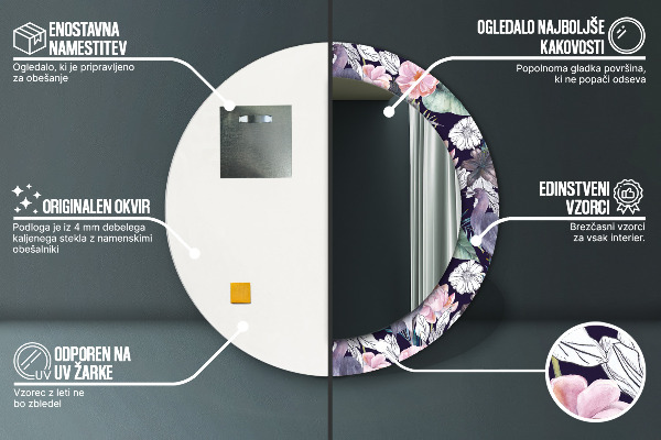 Vtáky Okrúhle dekoračné zrkadlo na stenu