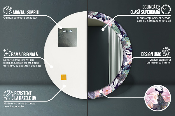 Vtáky Okrúhle dekoračné zrkadlo na stenu