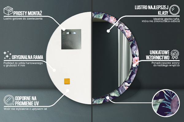 Vtáky Okrúhle dekoračné zrkadlo na stenu