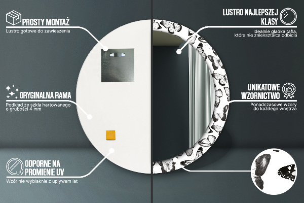 Motýľ Okrúhle dekoračné zrkadlo