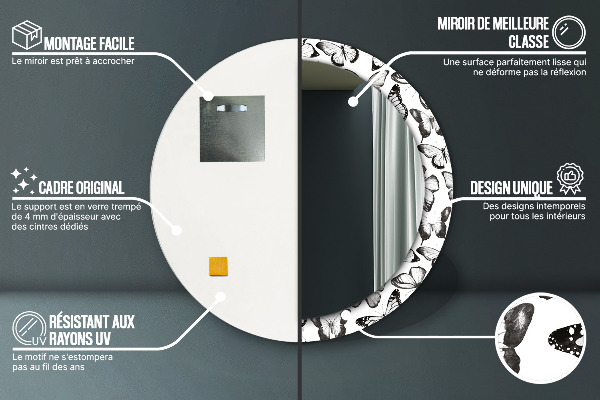 Motýľ Okrúhle dekoračné zrkadlo