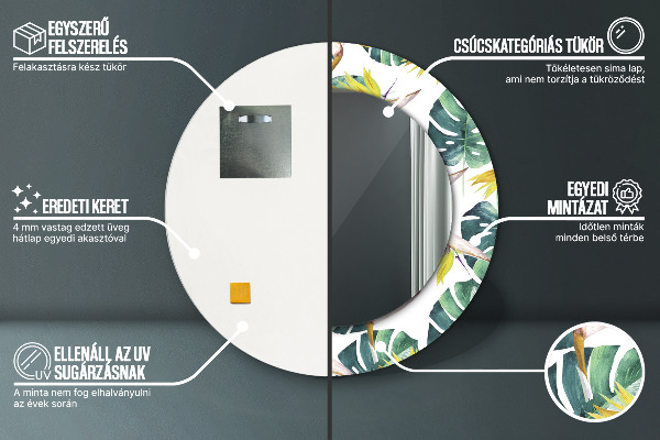 Tropické listy Okrúhle dekoračné zrkadlo na stenu