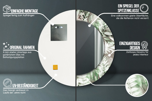 Listy akvarelu Okrúhle dekoračné zrkadlo