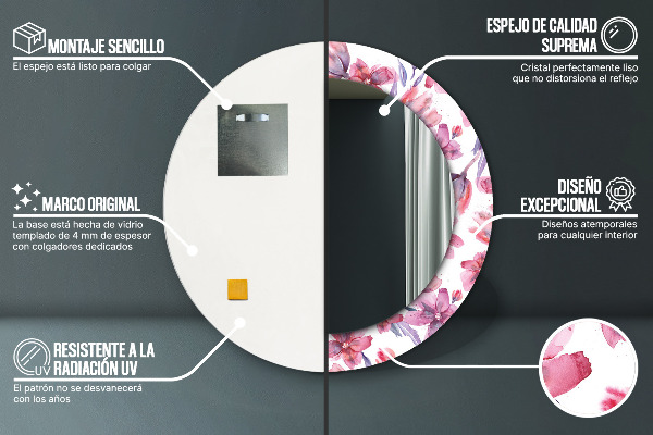 Kvety Okrúhle dekoračné zrkadlo