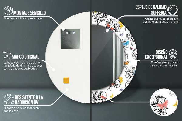 Motýľ Okrúhle dekoračné zrkadlo