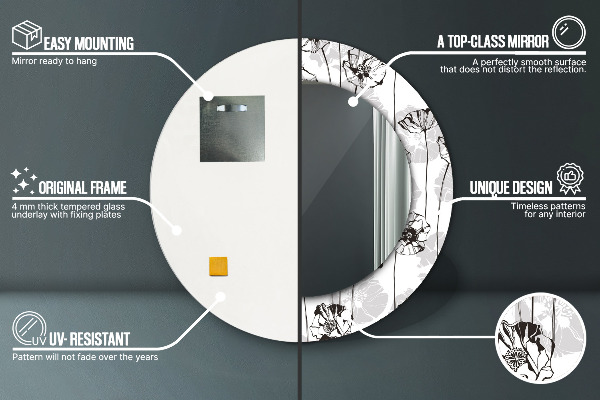 Kvety maki Okrúhle dekoračné zrkadlo