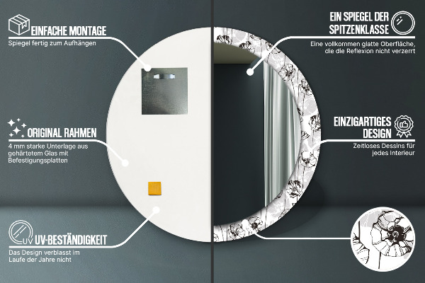 Kvety maki Okrúhle dekoračné zrkadlo