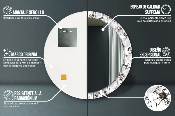 Kvety maki Okrúhle dekoračné zrkadlo