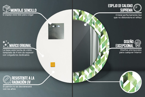 Rybí kosť Okrúhle zrkadlo s motívom