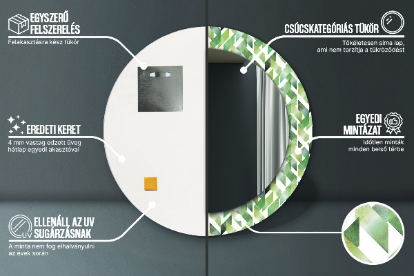 Rybí kosť Okrúhle zrkadlo s motívom