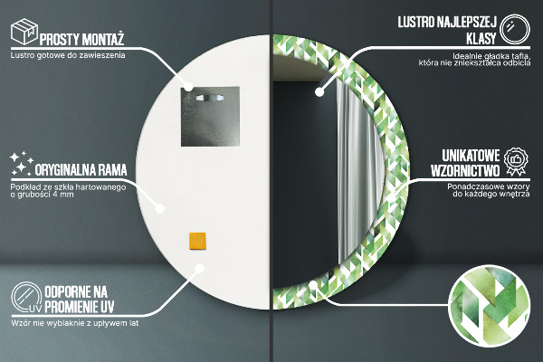 Rybí kosť Okrúhle zrkadlo s motívom