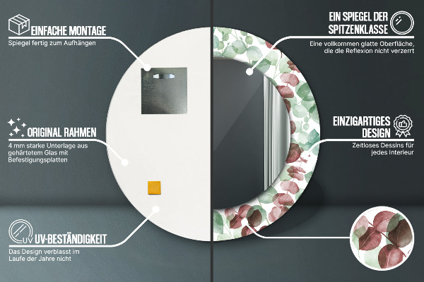 Eukalyptus Okrúhle dekoračné zrkadlo