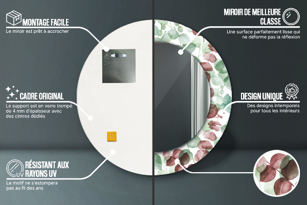 Eukalyptus Okrúhle dekoračné zrkadlo