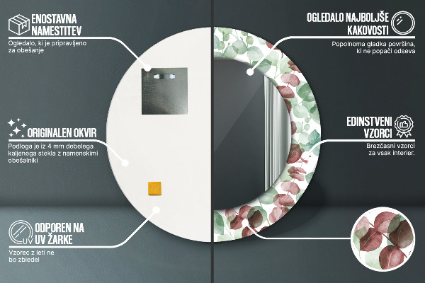 Eukalyptus Okrúhle dekoračné zrkadlo