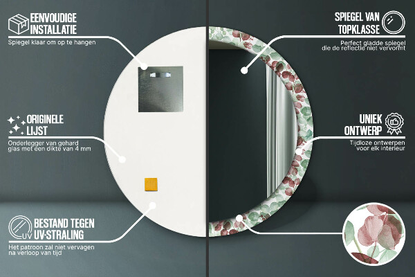 Eukalyptus Okrúhle dekoračné zrkadlo