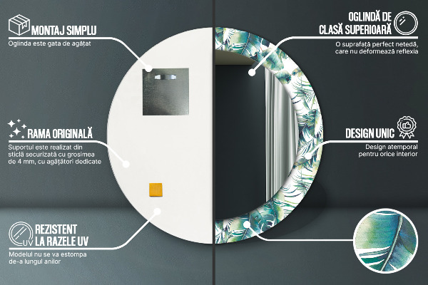 Listy Okrúhle dekoračné zrkadlo