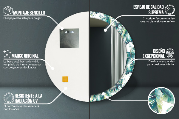 Listy Okrúhle dekoračné zrkadlo