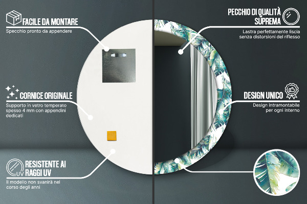 Listy Okrúhle dekoračné zrkadlo