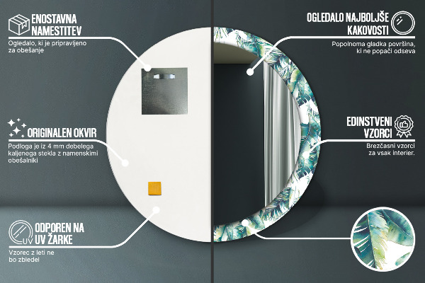 Listy Okrúhle dekoračné zrkadlo