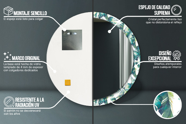 Listy Okrúhle dekoračné zrkadlo