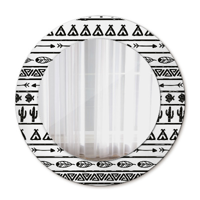 Boho minimalista Okrúhle dekoračné zrkadlo na stenu
