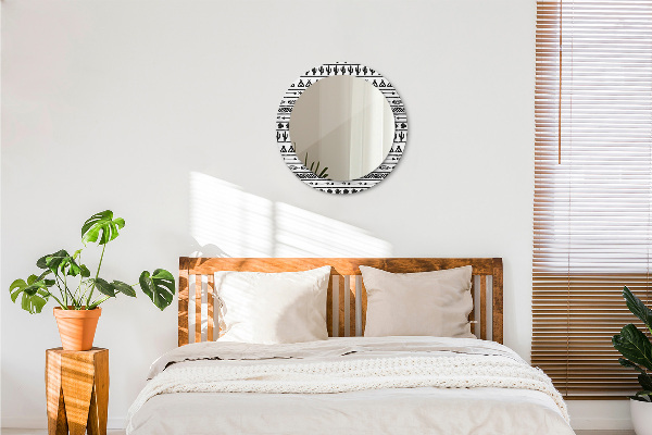 Boho minimalista Okrúhle dekoračné zrkadlo na stenu