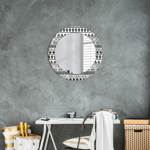 Boho minimalista Okrúhle dekoračné zrkadlo na stenu