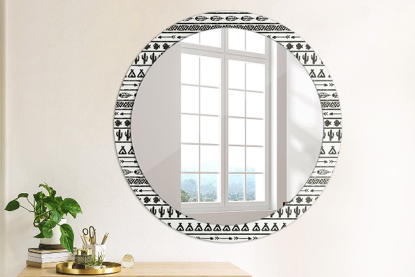 Boho minimalista Okrúhle dekoračné zrkadlo na stenu