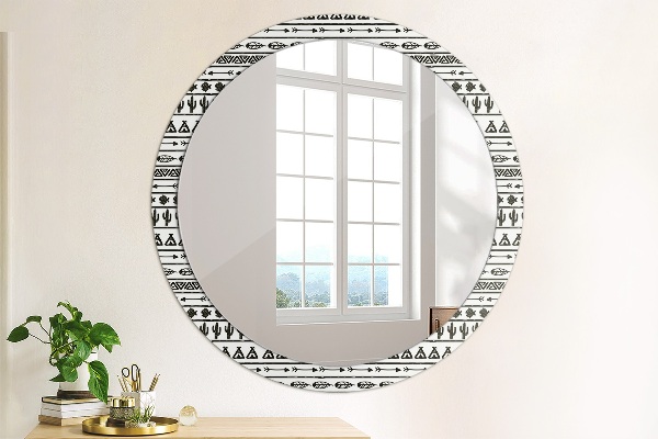 Boho minimalista Okrúhle dekoračné zrkadlo na stenu