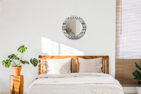 Boho minimalista Okrúhle dekoračné zrkadlo na stenu