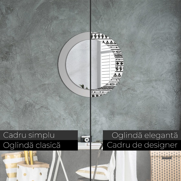 Boho minimalista Okrúhle dekoračné zrkadlo na stenu