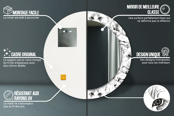 Domáce zvieratá Okrúhle dekoračné zrkadlo na stenu