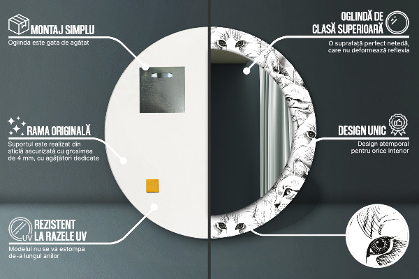 Domáce zvieratá Okrúhle dekoračné zrkadlo na stenu