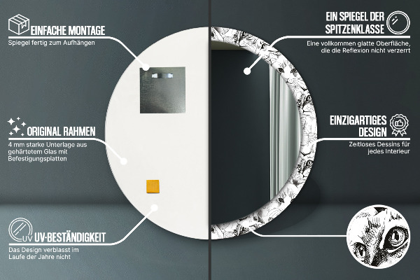 Domáce zvieratá Okrúhle dekoračné zrkadlo na stenu