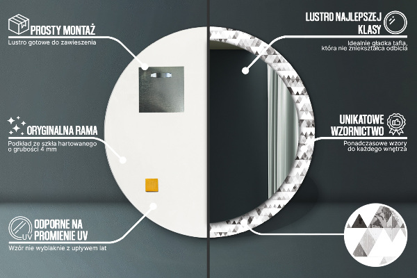 Dúhový trojuholník Okrúhle dekoračné zrkadlo