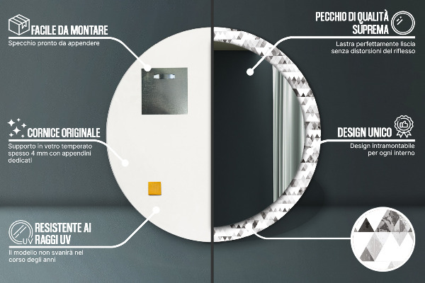 Dúhový trojuholník Okrúhle dekoračné zrkadlo
