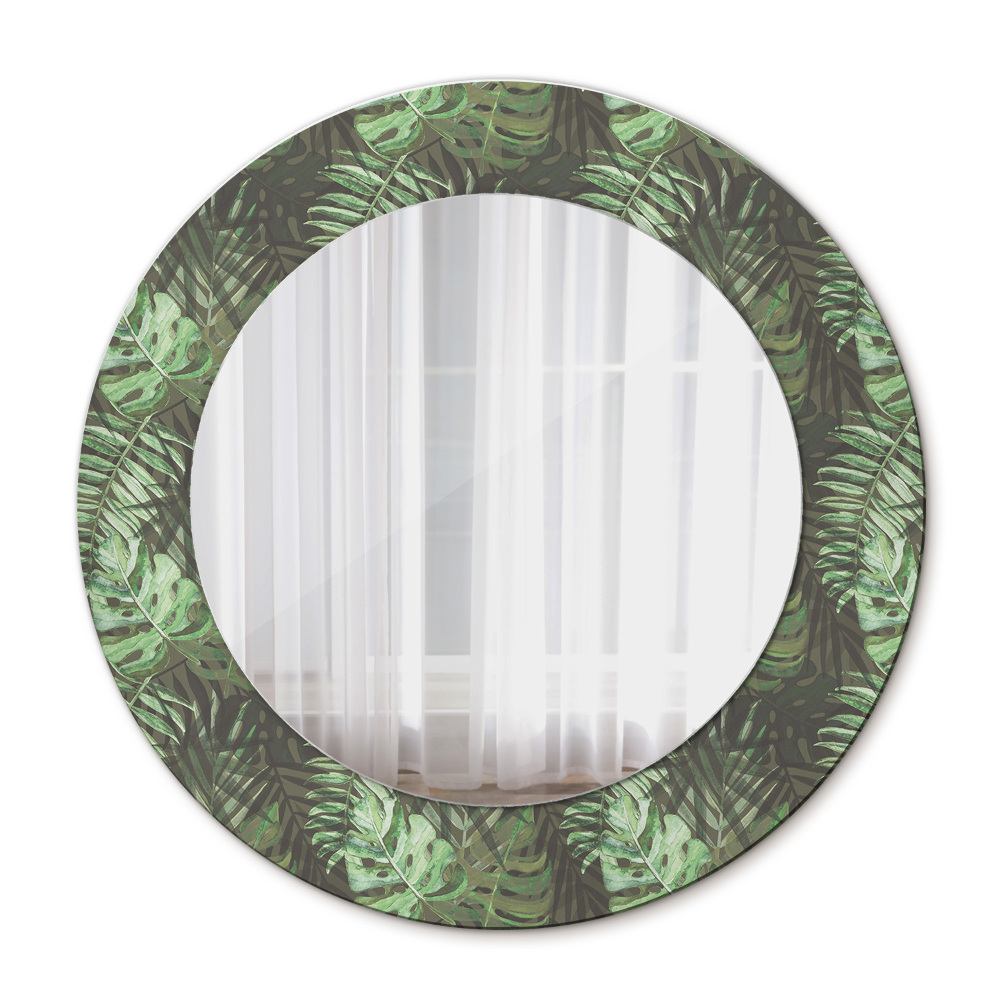 Tropické listy Okrúhle dekoračné zrkadlo na stenu