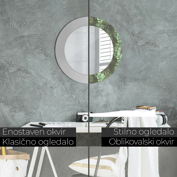 Tropické listy Okrúhle dekoračné zrkadlo na stenu