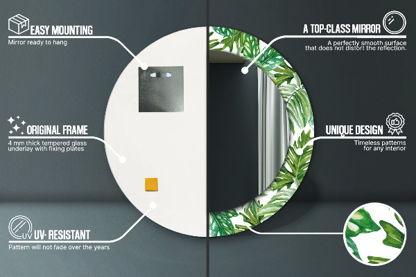 Džungľa Okrúhle dekoračné zrkadlo na stenu