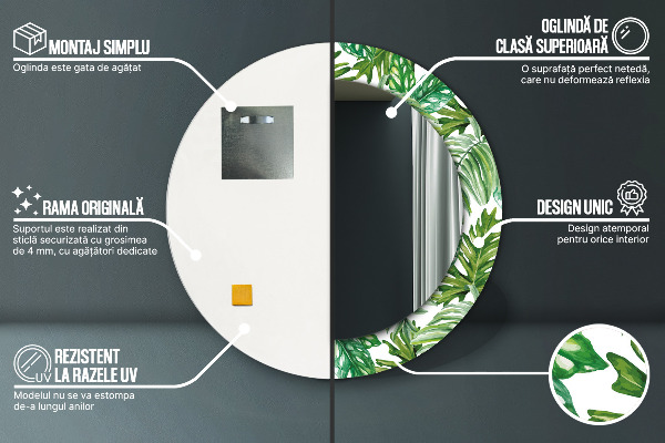 Džungľa Okrúhle dekoračné zrkadlo na stenu