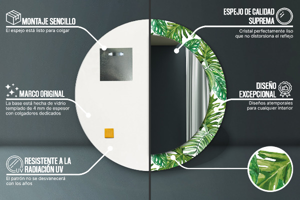 Džungľa Okrúhle dekoračné zrkadlo na stenu