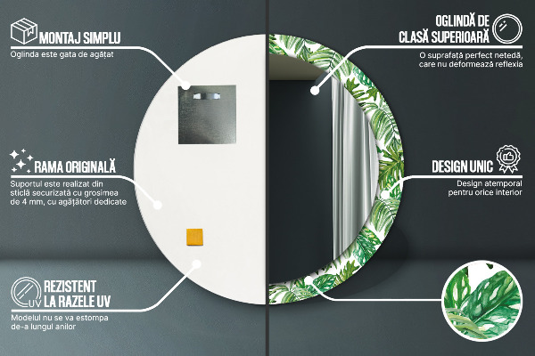 Džungľa Okrúhle dekoračné zrkadlo na stenu