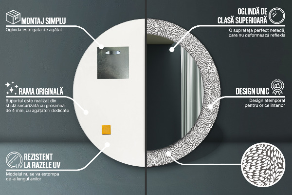 Kvetinový vzor Okrúhle dekoračné zrkadlo