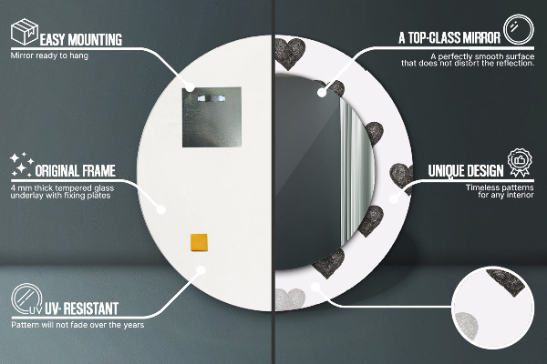 Abstraktné srdcia Okrúhle dekoračné zrkadlo